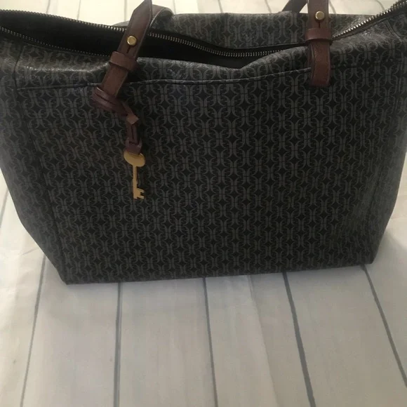 Fossil Black and Brown Tote Bag - Picture 2 of 5